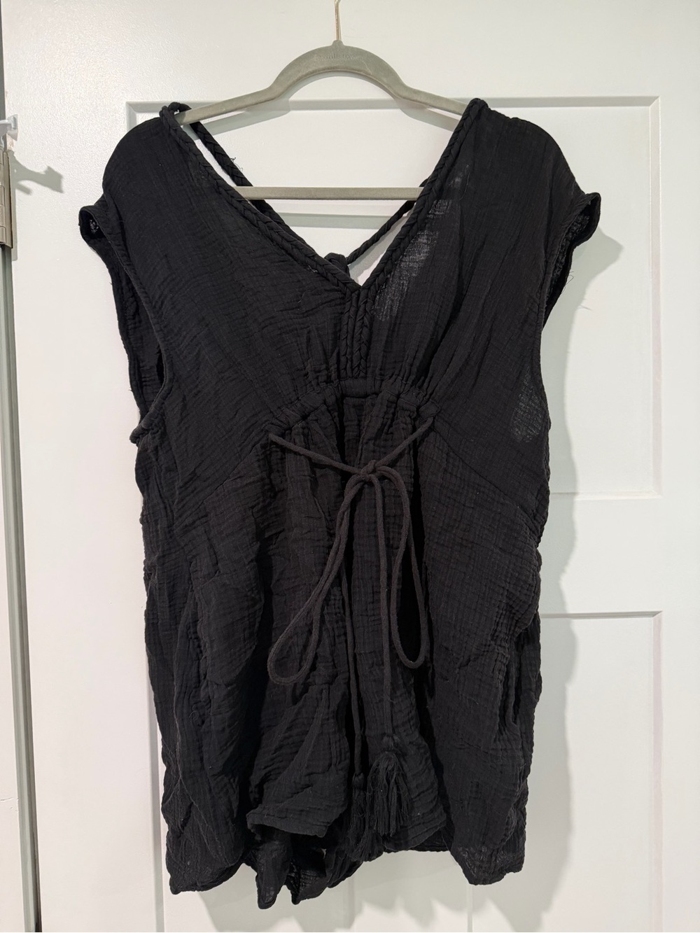 Anthropologie Black Gauze Swim Coverup Tunic with Drawstring